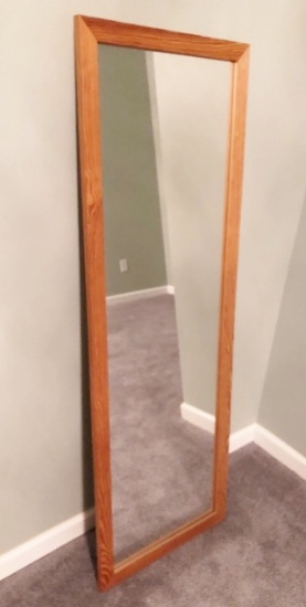 Large Oak Framed Hanging Wall Mirror ( Local Pick Up Only )