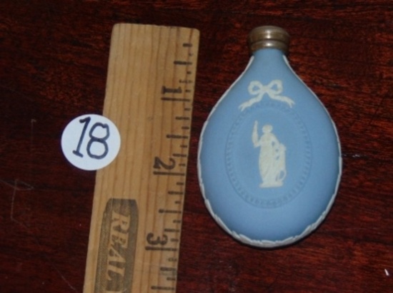 Vtg Wedgwood Blue Jasperware Perfume Bottle