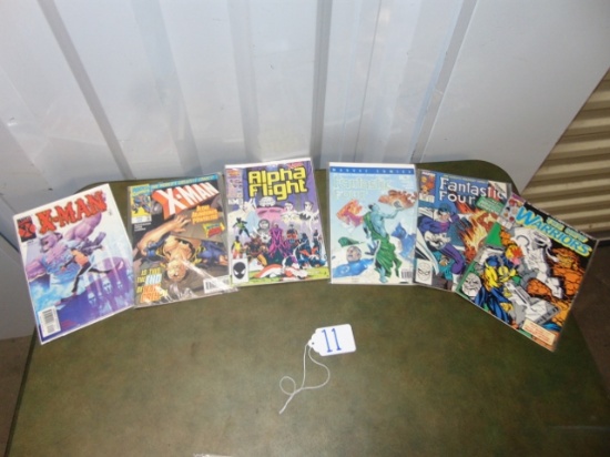 Lot Of 6 Different Marvel Comic Books: 2 X - Man; Alpha Flight; 2 Fantastic Four &