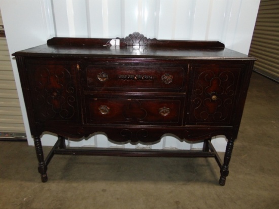 Vtg 1930s Solid Cherry Wood Buffet (LOCAL PICK UP ONLY)