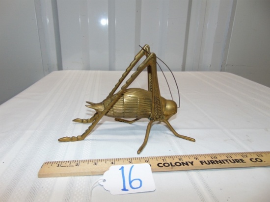 Vtg Solid Brass 10" Long Grasshopper