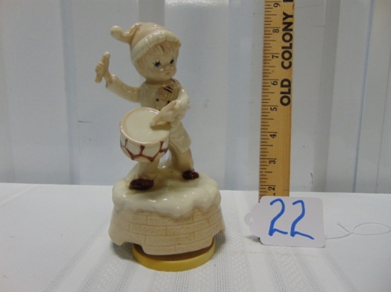 Porcelain Rotating Music Box Of Boy Playing Drums