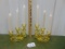 Vtg Set Of 3 Candle Candelabras In Vaseline Colored Glass
