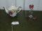 Vtg Norcrest China Teapot & 3 Faceted Glass Flowers