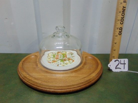 Nice Cheese Server W/ Dome Glass Lid