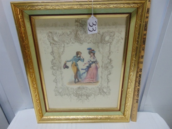 Vtg Gilt Framed Cardboard Print Titled " Annee 1792 "