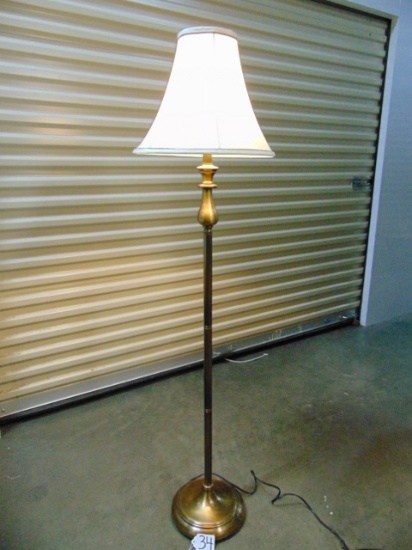 Vtg 1970s Gold Tone Metal Floor Lamp ( Local P / U Only )