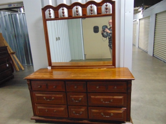 Vtg 1970s Solid Wood Dresser W/ Mirror By Sumter Cabinet Co., Sumter, S C (LOCAL PICK UP ONLY