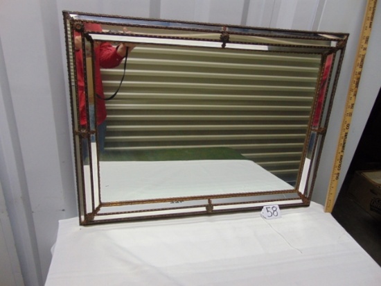 Beautiful Vtg Wall Mirror In A Mirrored Brass Frame ( Local P / U Only )