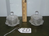 Set Of Vtg Lead Crystal Votive Candle Holder W/ Snuffer Lids