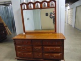 Vtg 1970s Solid Wood Dresser W/ Mirror By Sumter Cabinet Co., Sumter, S C (LOCAL PICK UP ONLY