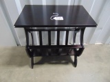 Solid Cherry Wood Accent Table W/ Magazine / Newspaper Rack ( Local Pick Up Only )