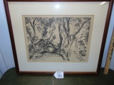 Original 1932 Graphite Pencil Drawing By I. L. Whitney, Framed & Double Matted
