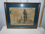 Original Colored Pencil Drawing By Isabel Whitney, Framed & Matted