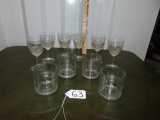 Set Of 6 Crytal Wine Glasses & 4 Anchor Hocking Cocktail Glasses