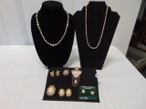 Vtg & Modern Costume Jewelry: 2 Necklaces ( Right Is Napier ), 3 Brooches And 3