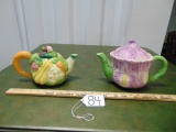Pair Of Very Colorful Ceramic Teapots