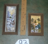 2 Signed Pictures Made From Russian Birch Bark