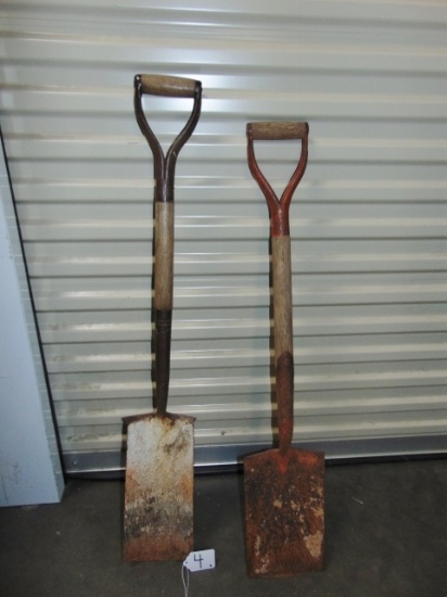 2 Good Vtg Wood Handle Shovels