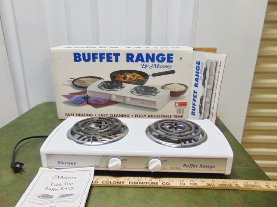 Very Gently Used Munsey Table Top 2 Eye Buffet Range W/ Box & Instructions