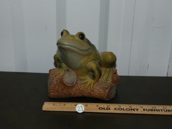 Cute Concrete Filled Garden Frog On A Stump