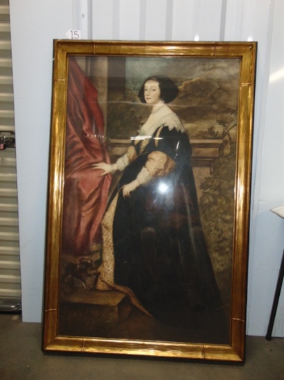 Huge 38" X 59" Portrait Print Of Mary Queen Of Scots In Gilded Frame LOCAL PICK UP ONLY