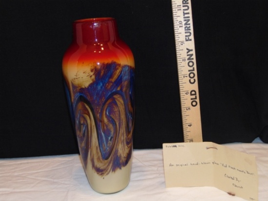 Numbered & Signed Michael Neurot Hand Blown Art Glass Vase