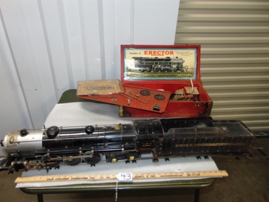 Vtg 1931 Classic A. C. Gilbert Hudson Train Locomotive & Tender Erector Set