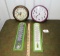 2 Quartz Wall Clocks & 2 N I B Thermometers