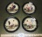 Set Of 4 Porcelain Rooster Snack Plates