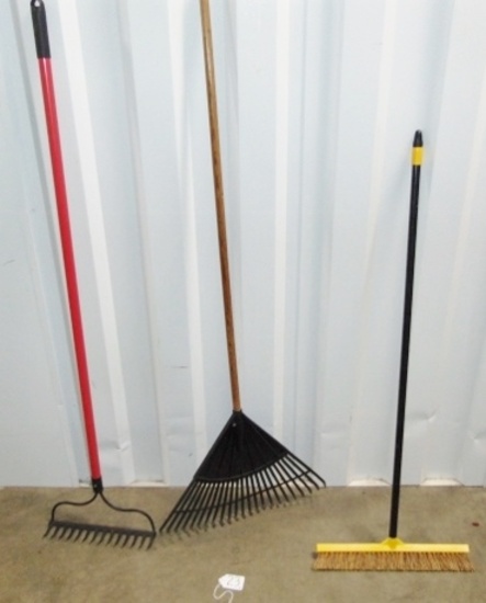 Garden Rake, Yard Rake & A Floor Sweeper