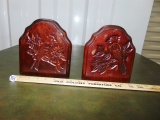 Hand Carved Solid Wood Cardinals Bookends