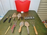 Lot Of Gardening & Shop Tools: Screwdrivers, Trowels, Spades, Clippers, Etc