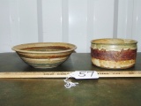 Vtg Pottery Serving Bowl From Holloman Pottery & A Bowl From Stone Crow