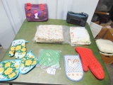 Double Bed Sheets, 2-3 Window Valance, Pot Holders, Purse & Cosmetics Bag