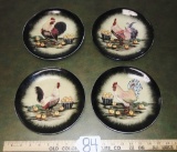 Set Of 4 Porcelain Rooster Snack Plates