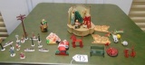 Vtg Christmas Music Box, Ornaments & Christmas Village Accessories