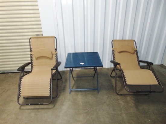 2 Upscale Chaise Lounging Chairs & A Metal Table (Local Pick Up Only)