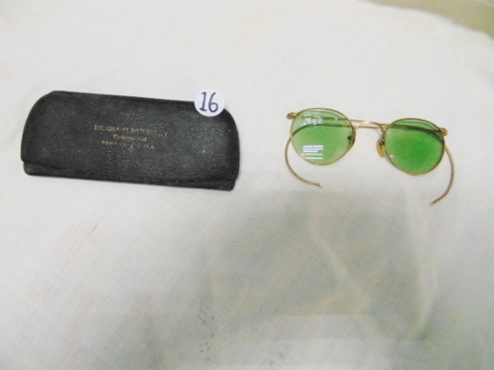 Vtg 1/12 Gold Filled Tinted Eyeglasses W/ Case