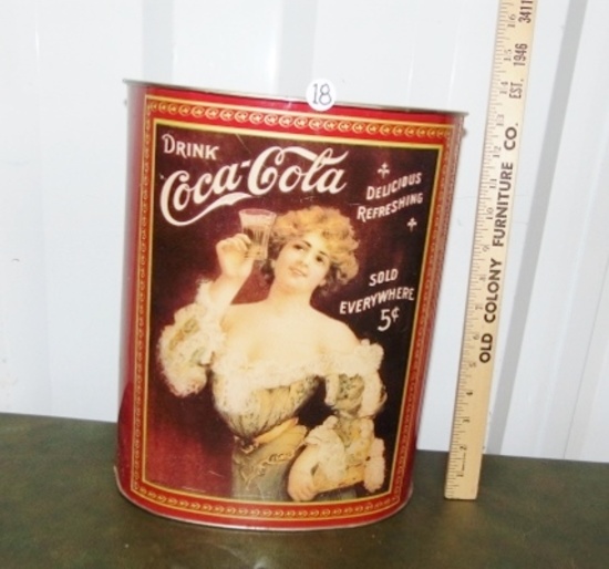 Metal Nostalgic Coca - Cola Trash Can