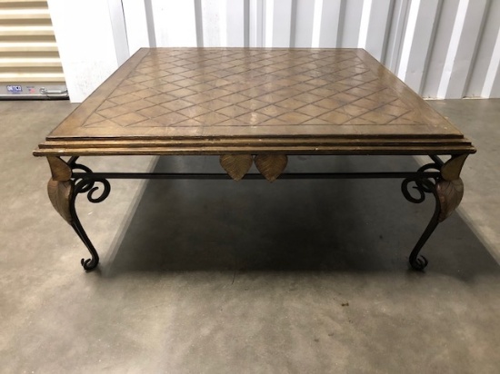 Vtg Hammered Brass W/ Wrought Iron Legs Coffee Table (Local Pick Up Only)