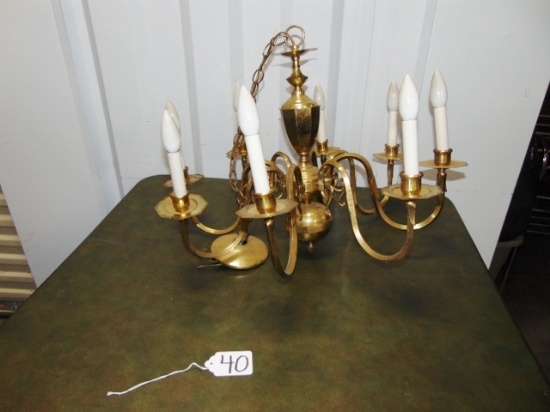 Vtg Solid Brass 8 Candle Light Chandelier (Local Pick Up Only)