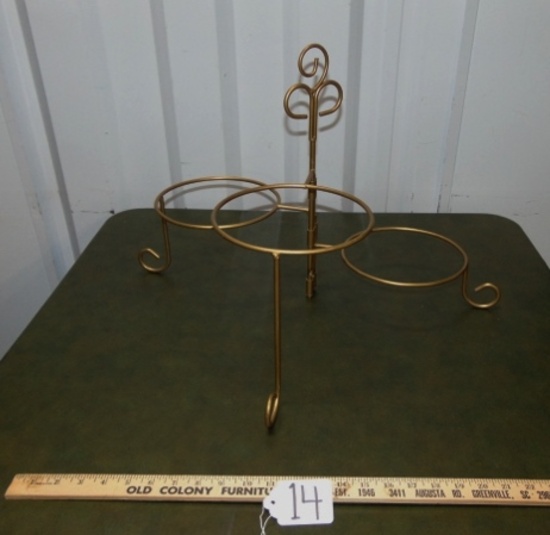 Gold Tone Wrought Iron 3 Plate Expanding Serving Rack