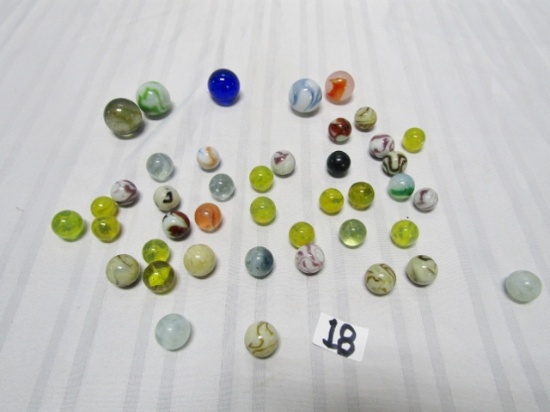 40 Vtg Marbles Including 4 Shooters