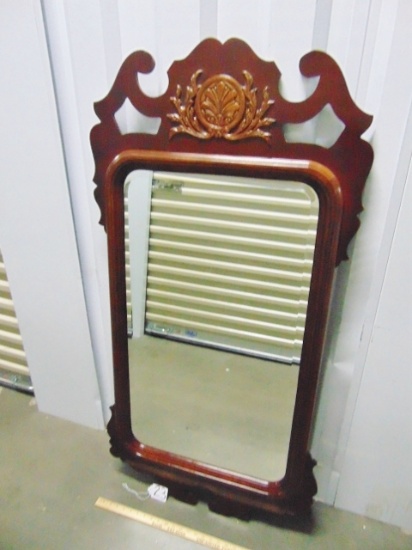 Beautiful Beveled Glass Wall Mirror In A Solid Cherry Wood Frame