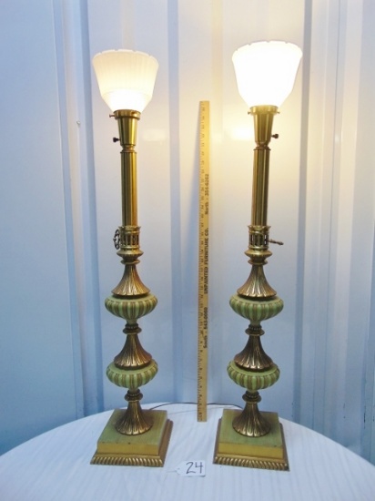 Matching Pair Of Vtg Torchiere Lamps