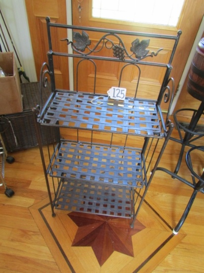 Black And Bronzed Steel 3 Shelf Rack W/ Fold Up Shelves (Local Pick Up Only)