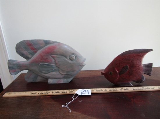 2 Large Decorative Fish Figures