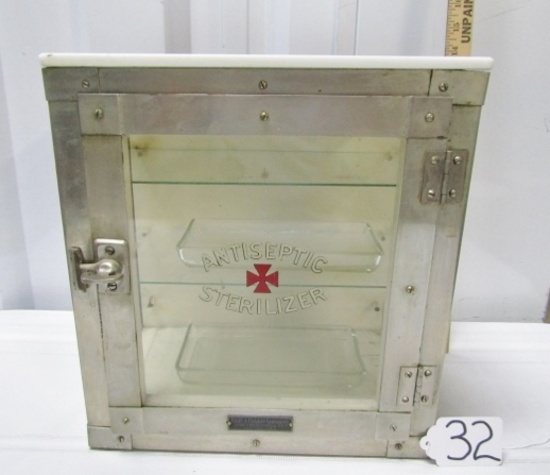 Vtg Barber's Antiseptic Sterilzer Cabinet By Emil J. Paidar Company W/