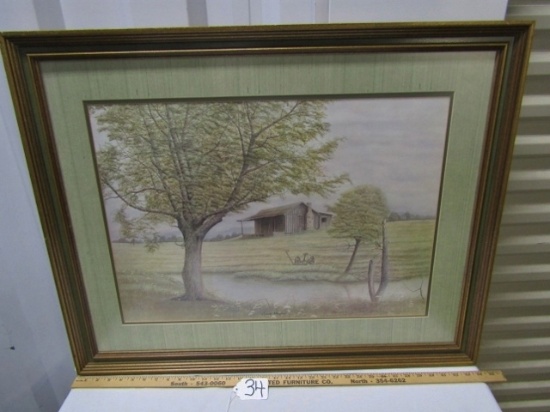 Vtg Limited Edition And Autographed Lithograph " Creek Meadow " By